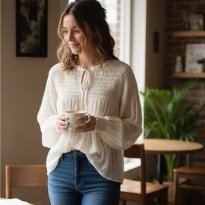 Denim & Supply Ralph Lauren Cream Blouse Size M